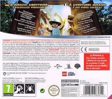 LEGO Jurassic World (Europe) (En,Fr,De,Es,It,Nl,Da) box cover back